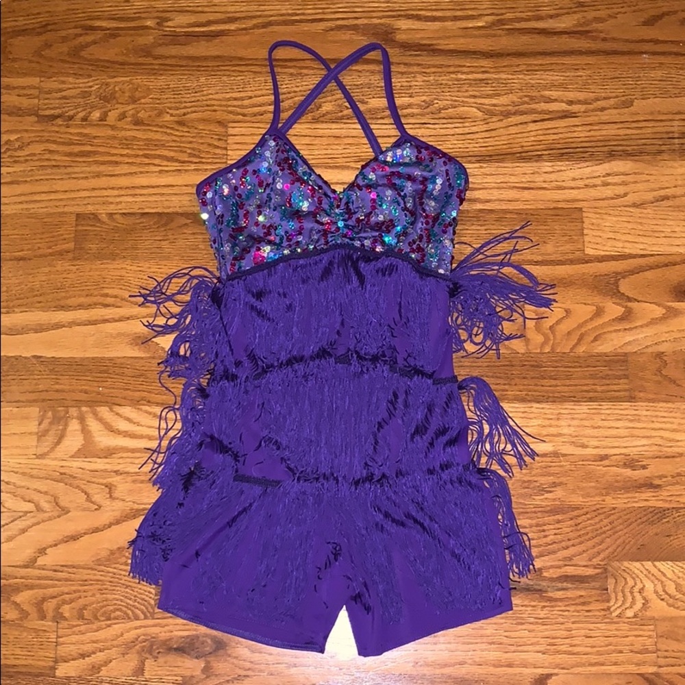 Purple Sequin Fringe Dancewear